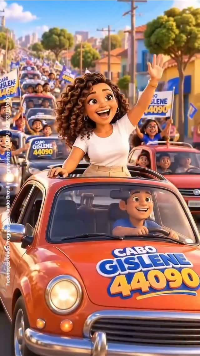 Ilustração de uma carreata da campanha Cabo Gislene